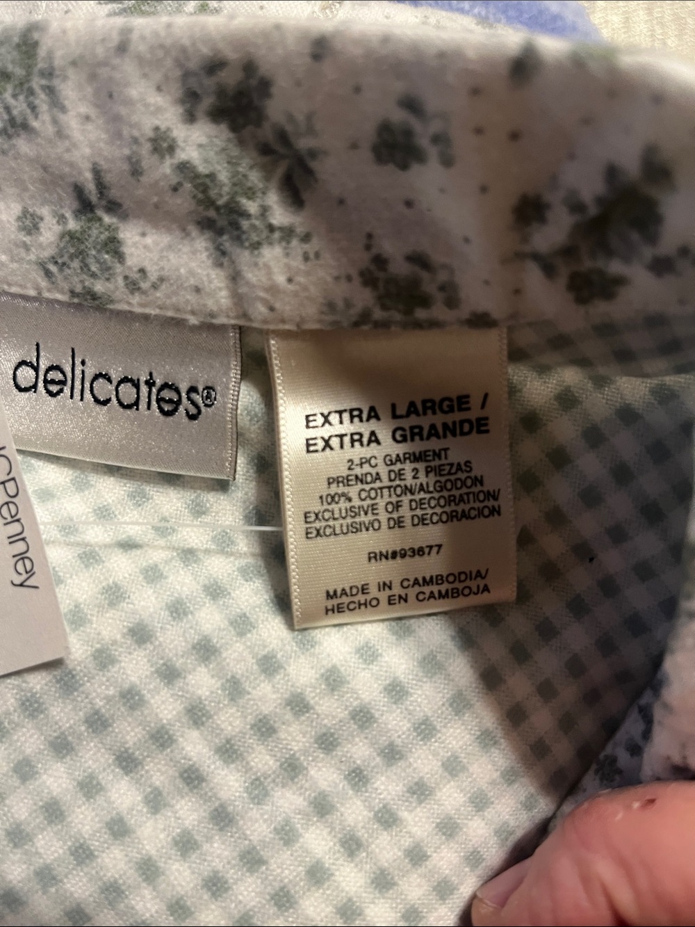 delicates Green Floral flannel Pajama Set - XL - Picture 4 of 4